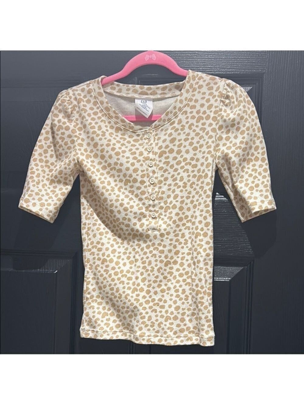 GAP girls giraffe print knit top - Cream and Brown